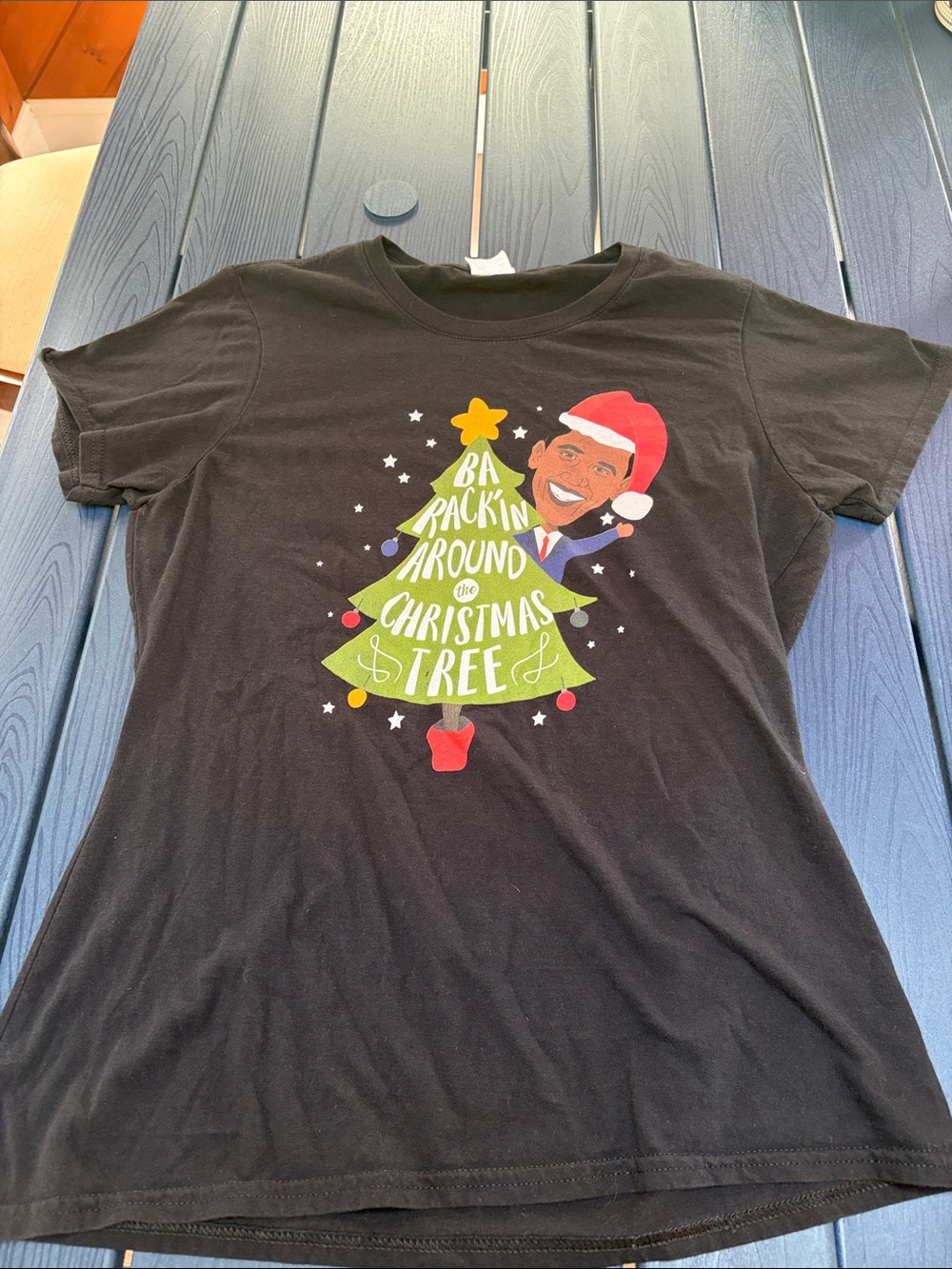 Obama Christmas Tree Graphic Tee - Festive Holiday Top